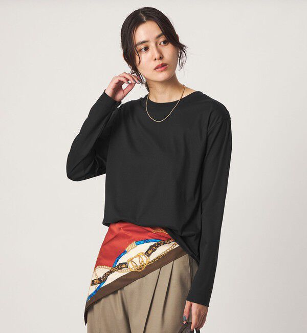 UNITED ARROWS green label relaxing「ラウンドヘム スムース ロングスリーブ プルオーバー カットソー」|Tシャツ・カットソー|BLACK