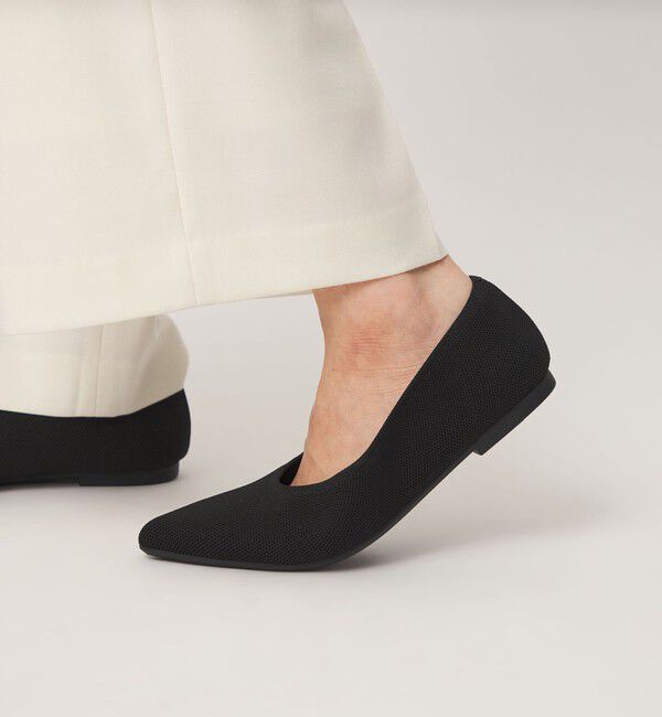 UNITED ARROWS green label relaxing「ウェルネス ポインテッド プレーンフラットシューズ 撥水」|パンプス|BLACK