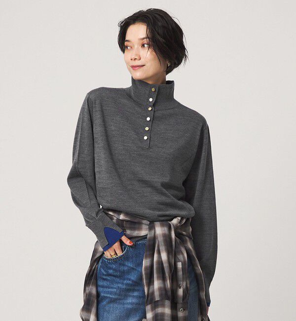 UNITED ARROWS green label relaxing「エブリニット 2WAY タートルネック ウォッシャブル」|ニット・セーター|MD.GRAY