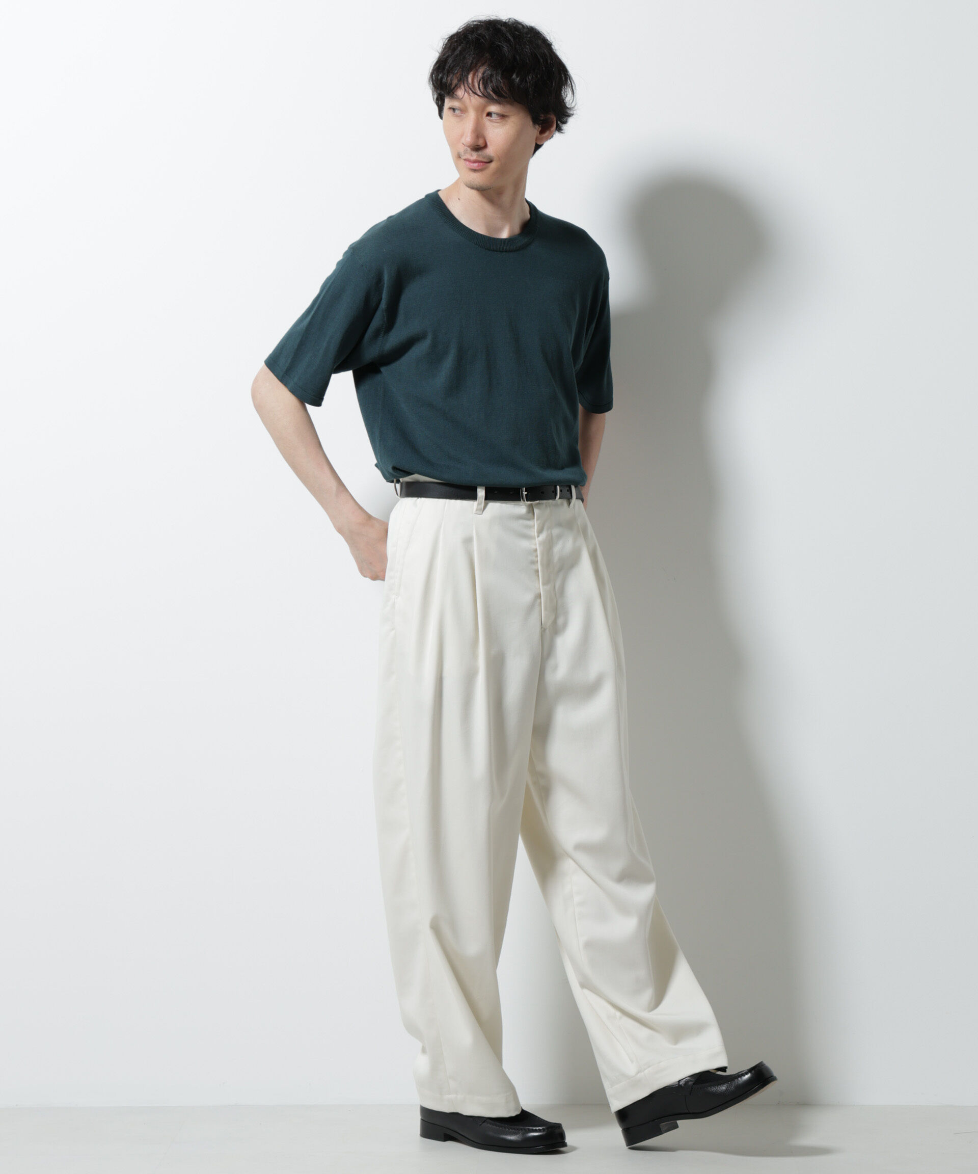 nano･universe「シルキータッチニットTシャツ 半袖」|ニット・セーター|