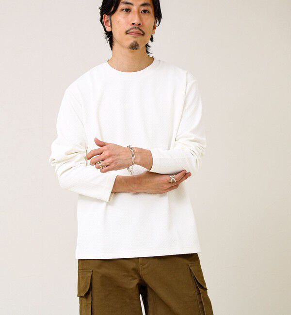 GLOSTER「【素材で魅せる】フクレリンクスジャガードロンT」|Tシャツ・カットソー|