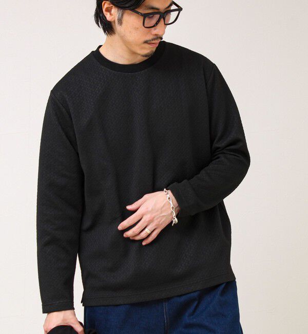 GLOSTER「【素材で魅せる】フクレリンクスジャガードロンT」|Tシャツ・カットソー|