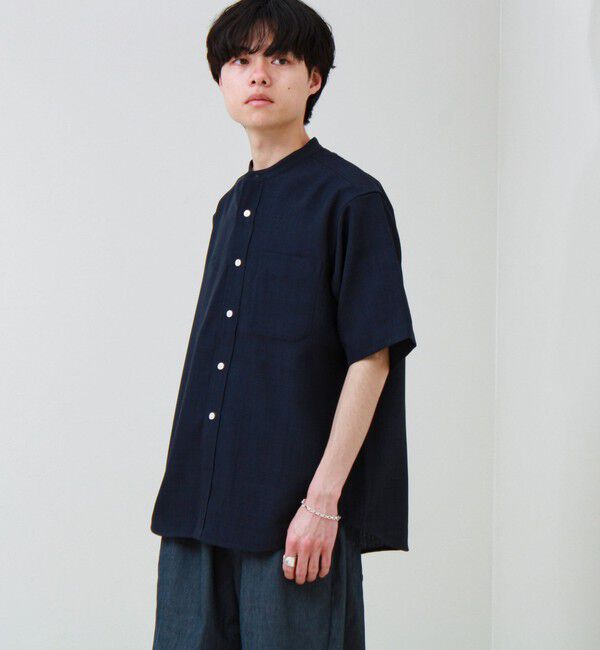 GLOSTER「【セットアップ対応】リネンライクバンドカラーシャツ」|シャツ・ブラウス|