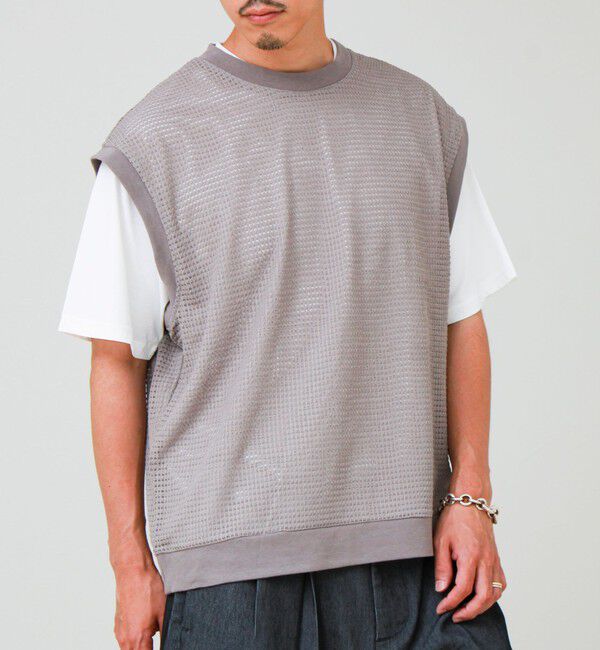 GLOSTER「【2点セット】メッシュベスト アンサンブルTEE」|Tシャツ・カットソー|グレーベージュ