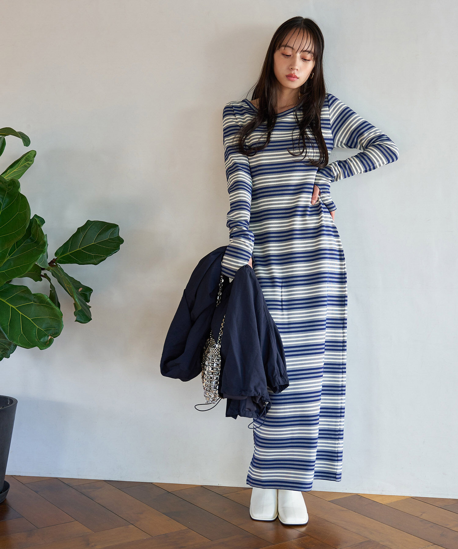 VIS「【STAYC/ISA着用】ジャガードマルチボーダーカットワンピース【洗える】」|ワンピース|