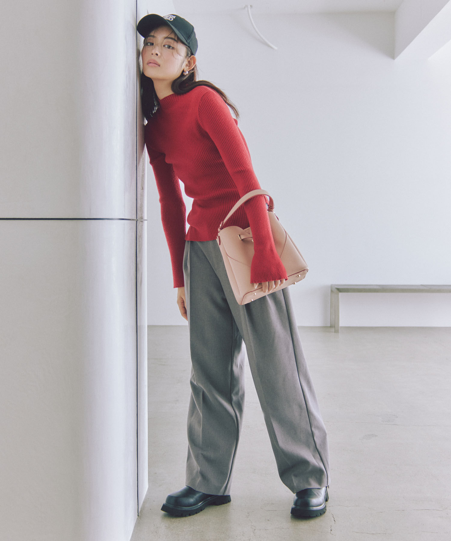 VIS「【新色追加】【美easy】ウーリッシュ2タックワイド/スラックスパンツ【洗える】」|スラックス|