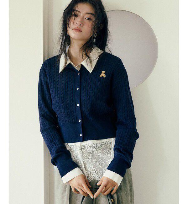 VIS「【POLO BCS】VIS別注ミニケーブルノーカラーカーディガン」|カーディガン|