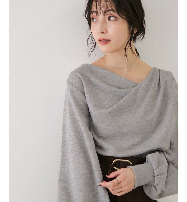VIS「ワンポイント刺繍入りドレープスウェットプルオーバー」|スウェット・ジャージ|ライトグレー(08)