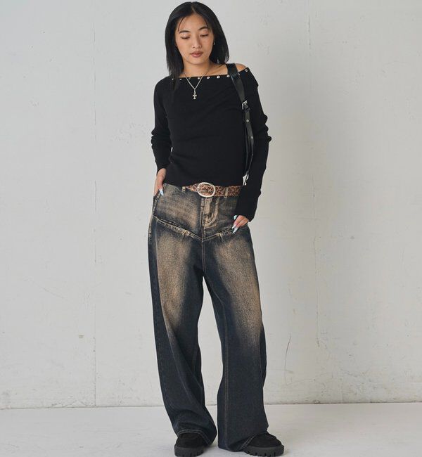  「《UNISEX / サイズ展開あり》スラッシュポケットブラストワイドデニム」|デニム|