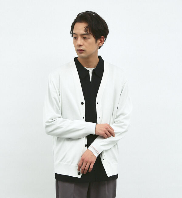 ABAHOUSE「【シルクブレンド】ベーシック Vネック カーディガン」|カーディガン|