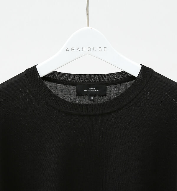 ABAHOUSE「【シルクブレンド】袖リブ配色 クルーネック ニット」|ニット・セーター|
