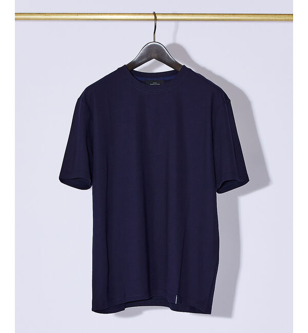 ABAHOUSE「【定番】ドレスポンチ クルーネック 半袖Tシャツ / ストレッチ 冷涼感」|Tシャツ・カットソー|ダークネイビー