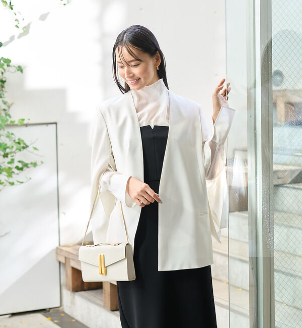 Rouge vif「ノーカラースリットスリーブジャケット」|ノーカラージャケット|