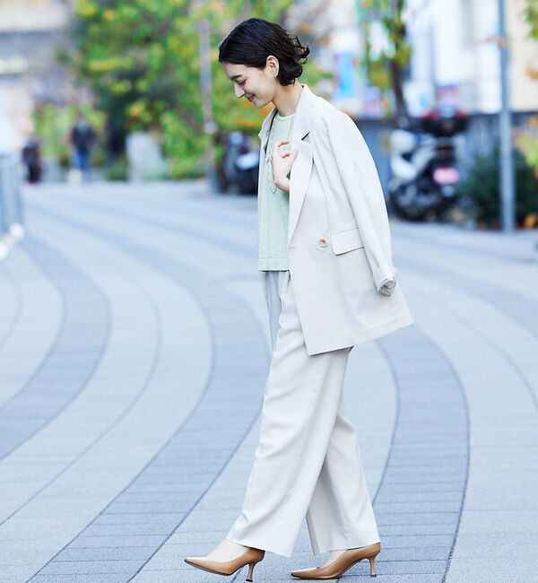 qualite「シャークスキンストレートパンツ」|スラックス|