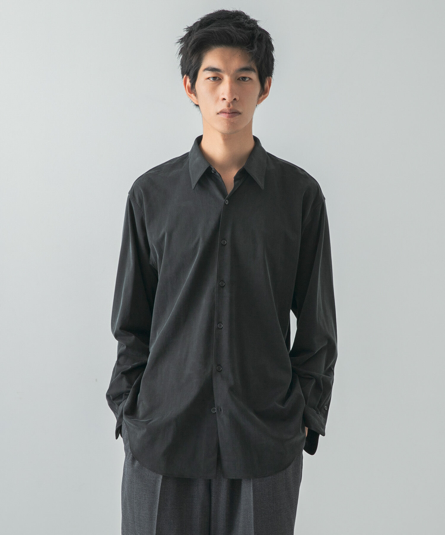 URBAN RESEARCH「WASHABLE CUPRO REG SHIRTS」|シャツ・ブラウス|ブラック