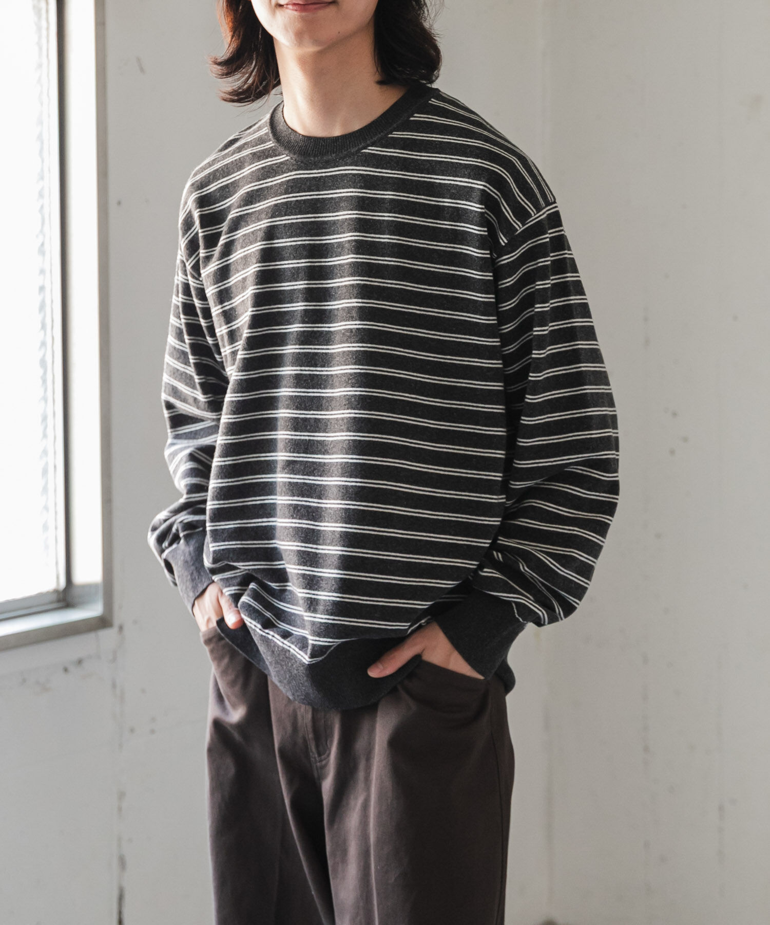 URBAN RESEARCH DOORS「FORK&SPOON　PROVORONE クルーネックニット」|ニット・セーター|グレー系その他