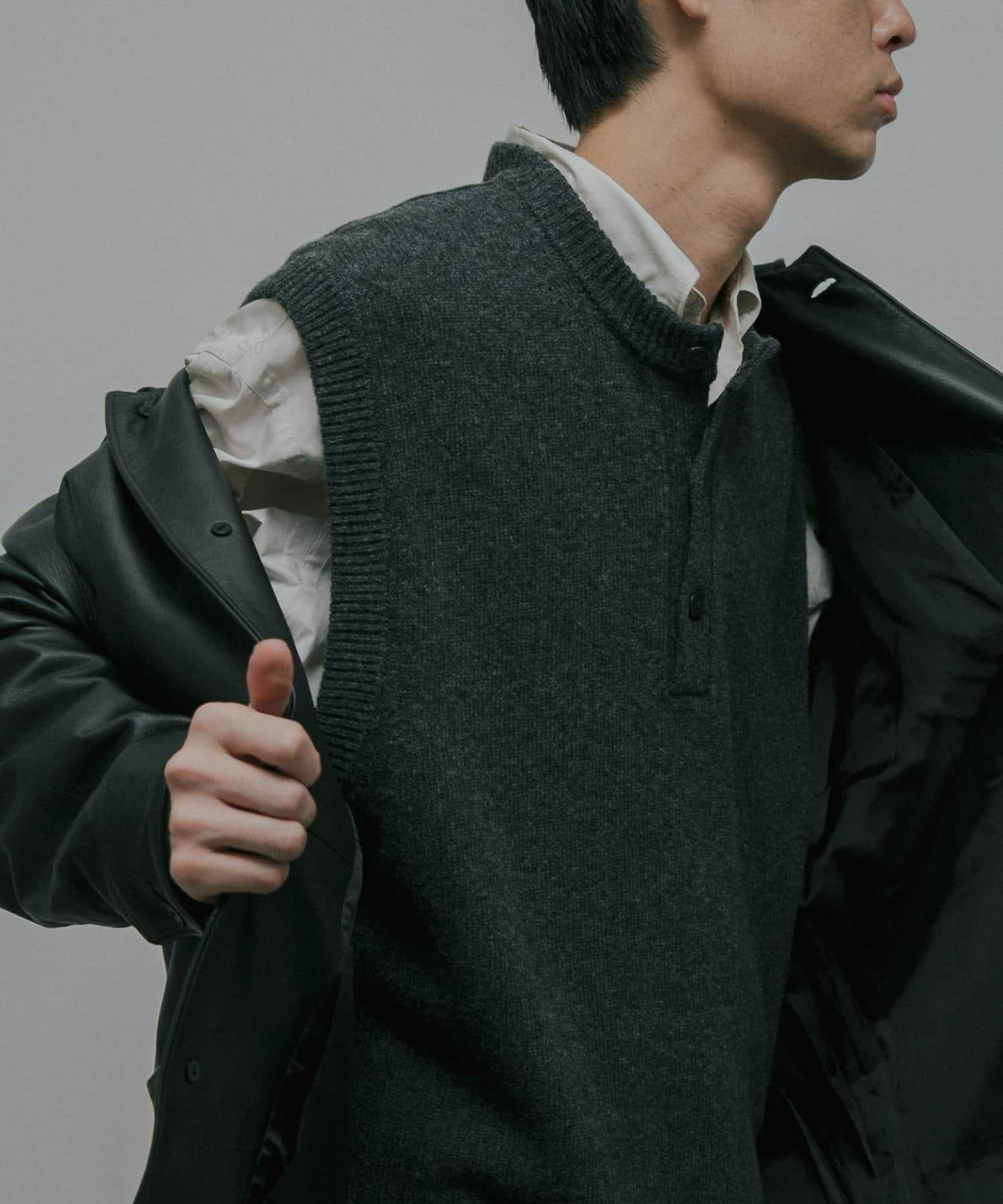 URBAN RESEARCH DOORS「Lamb Wool Knit Vest」|ベスト・ジレ|チャコールグレー