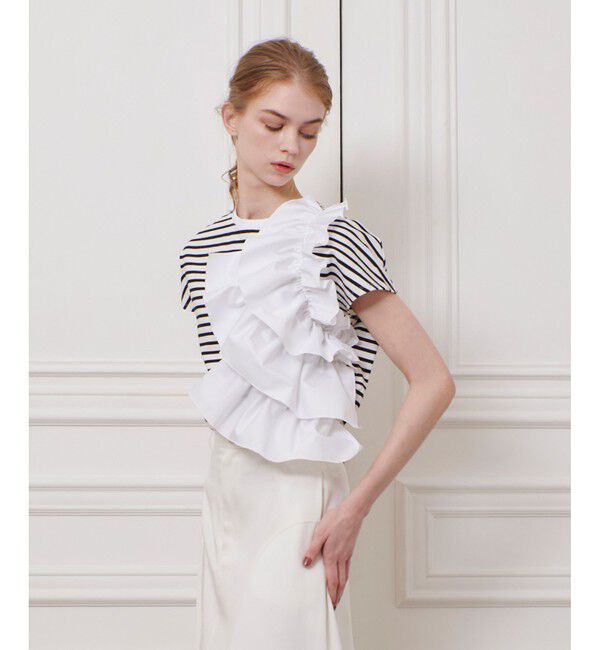 LOULOU WILLOUGHBY「【LOULOU WILLOUGHBY】ギャザーレイヤーＴシャツ」|Tシャツ・カットソー|