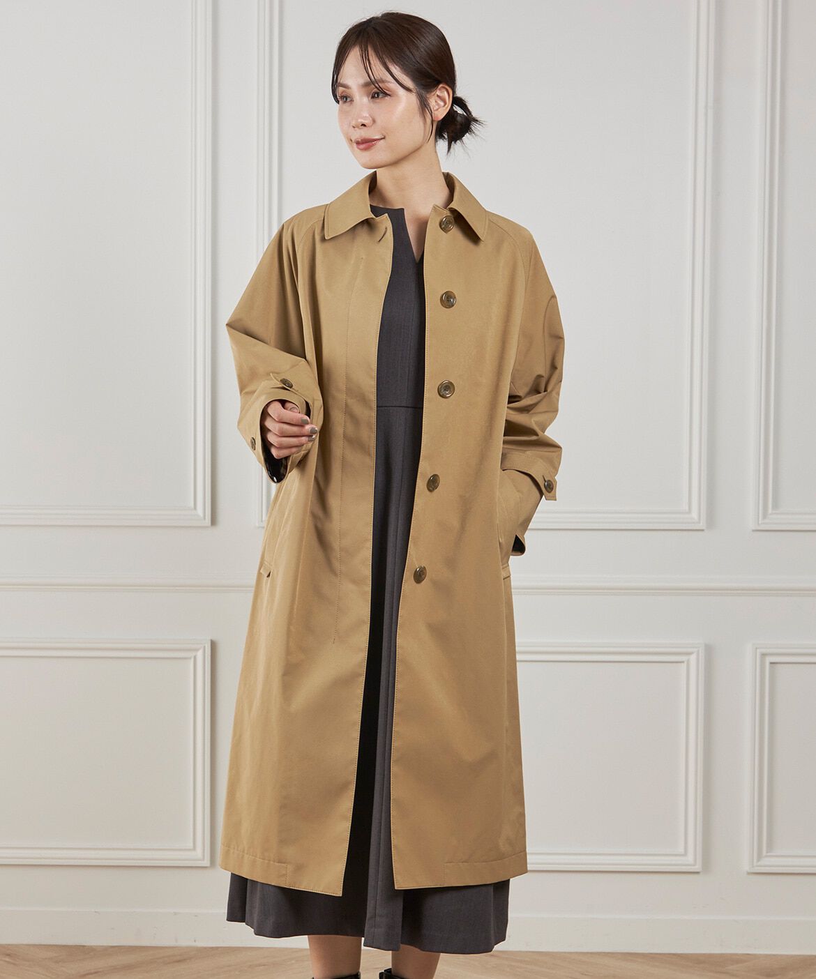 INED「コクーンシルエットステンカラーコート《Aquascutum》」|ステンカラーコート|