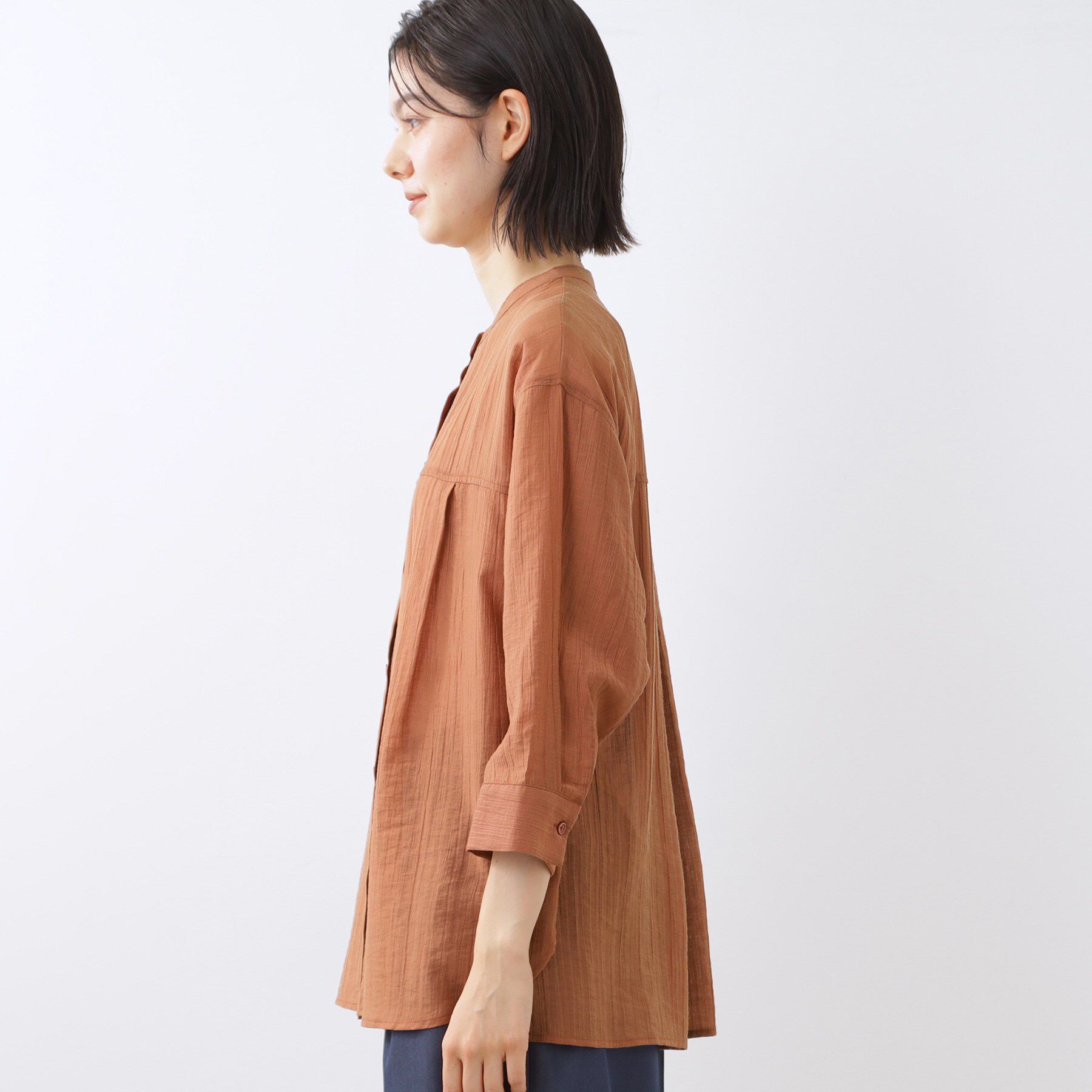 Reflect「【重ね着でも一枚着でも◎】バンドカラーオーバーサイズシャツブラウス」|シャツ・ブラウス|