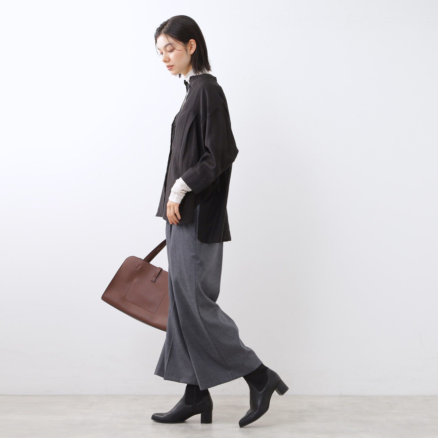 Reflect「【重ね着でも一枚着でも◎】バンドカラーオーバーサイズシャツブラウス」|シャツ・ブラウス|