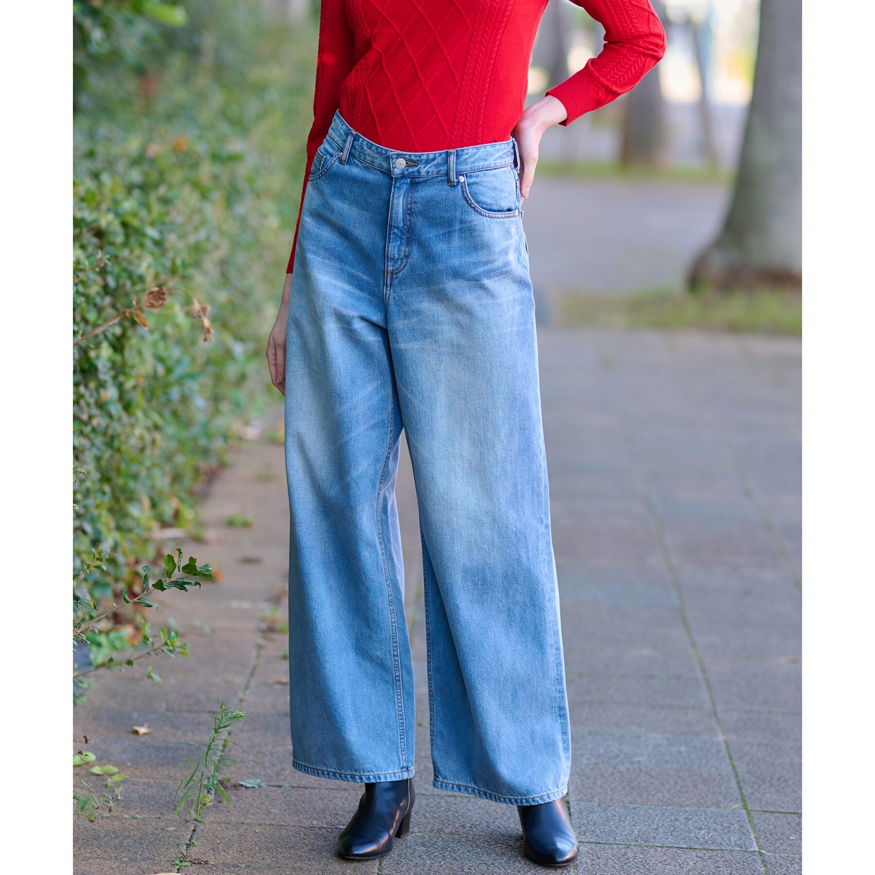DRESSTERIOR「ヴィンテージ加工ワイドデニムパンツ」|デニム|