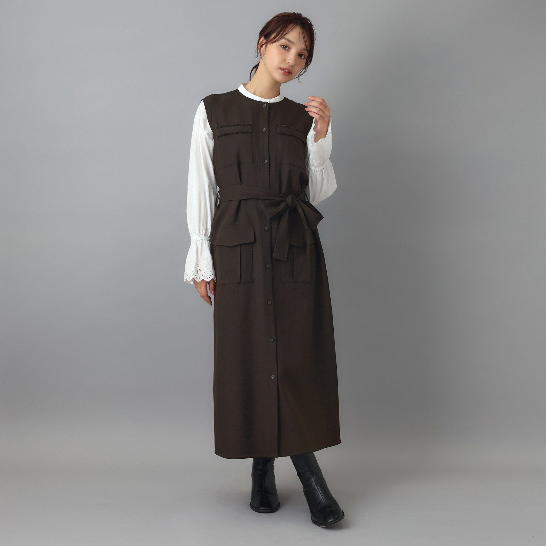 DRESSTERIOR「【ウォッシャブル】ツイードライクワンピース」|ワンピース|