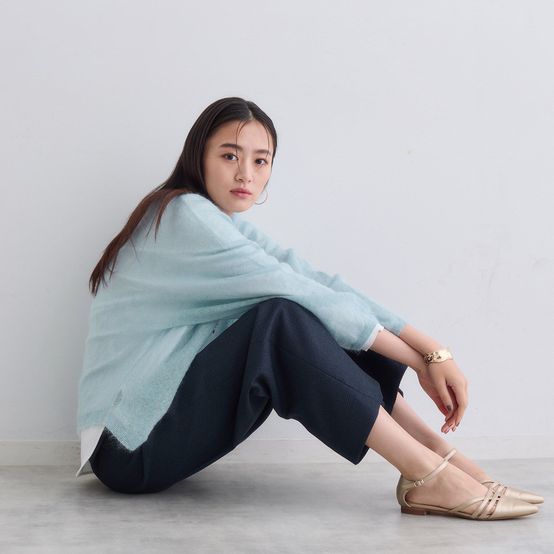 INDIVI「【キッドモヘヤ素材】ラウンドヘムニット」|ニット・セーター|