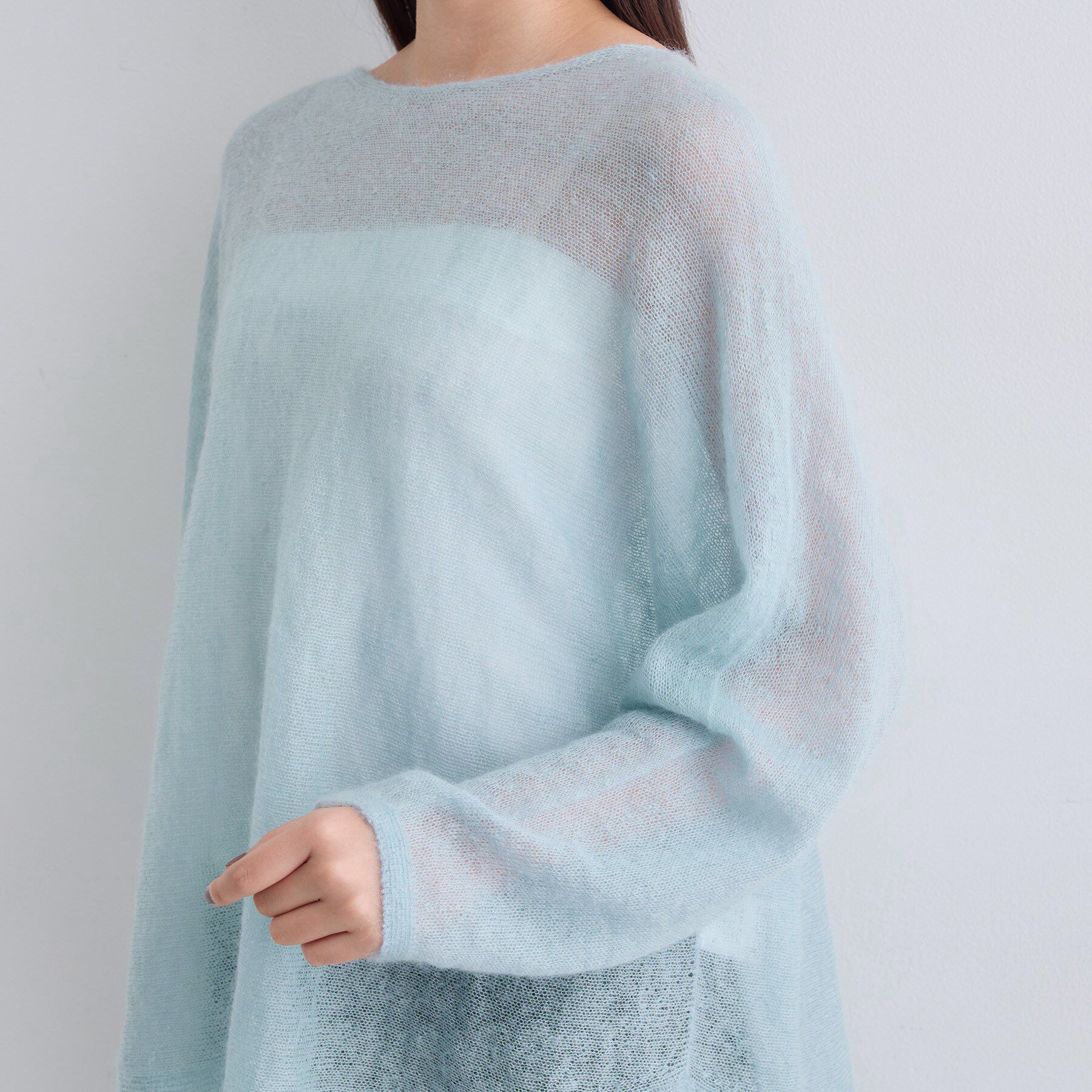 INDIVI「【キッドモヘヤ素材】ラウンドヘムニット」|ニット・セーター|
