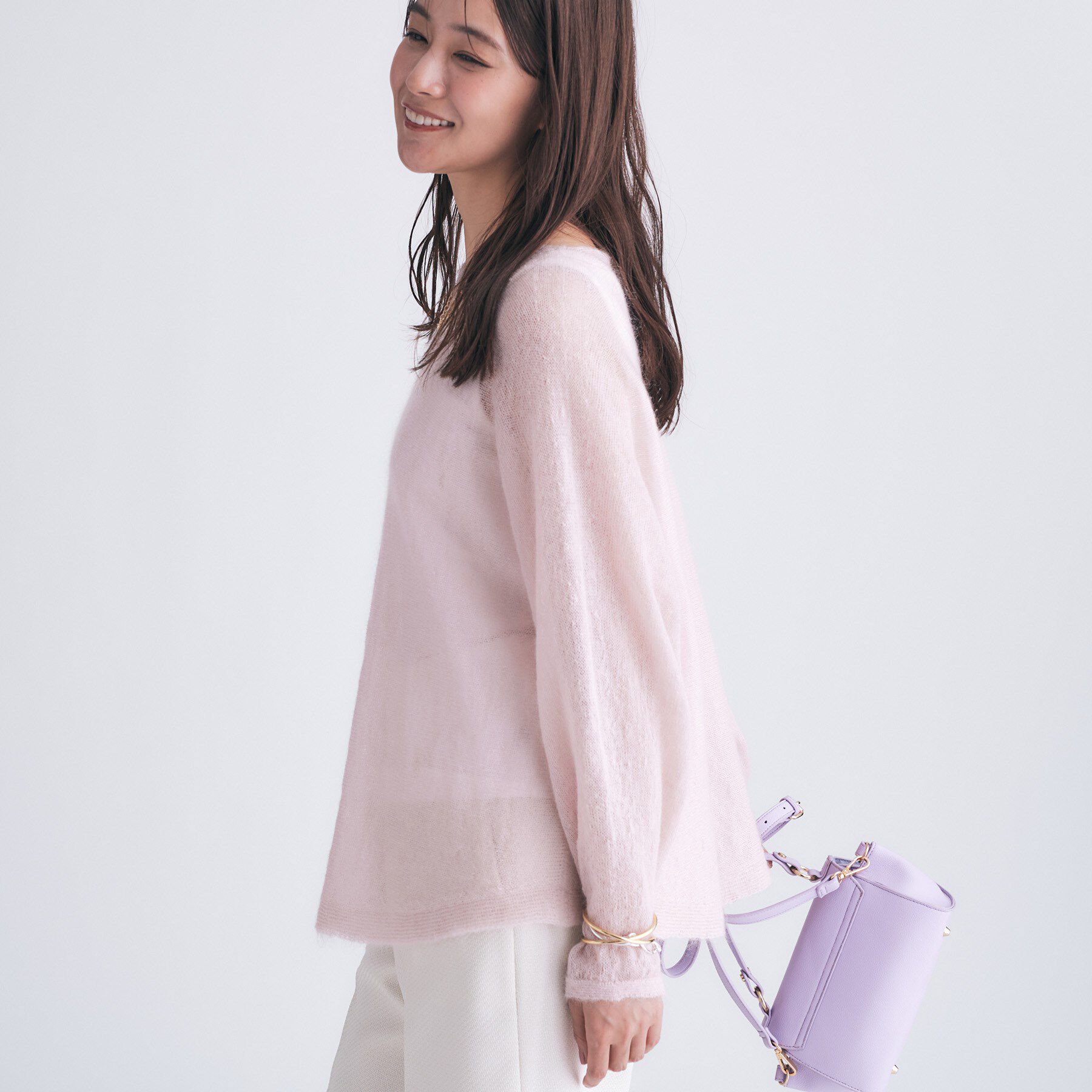INDIVI「【キッドモヘヤ素材】ラウンドヘムニット」|ニット・セーター|