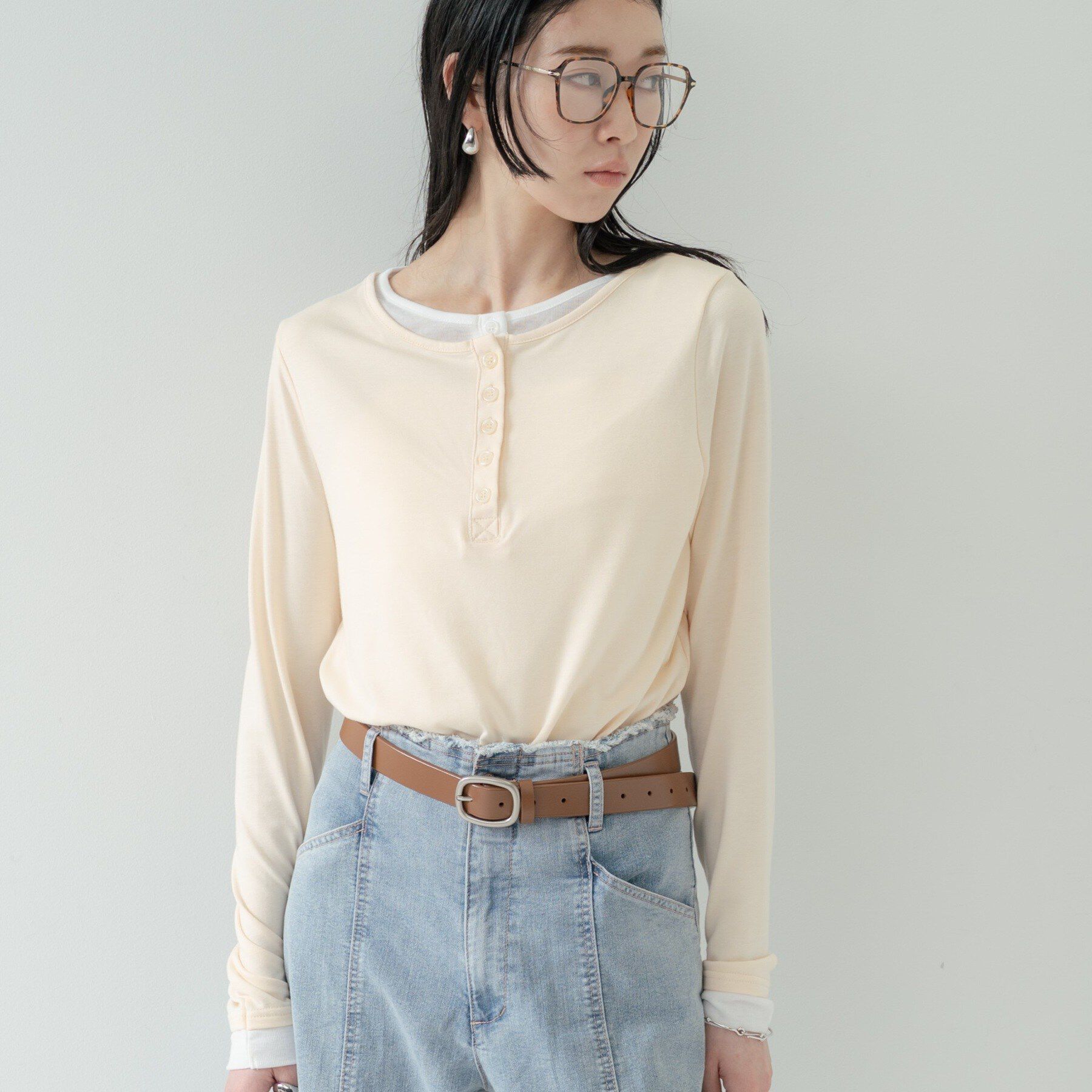 GALLEST「バイカラーヘンリーネックカットソー」|Tシャツ・カットソー|
