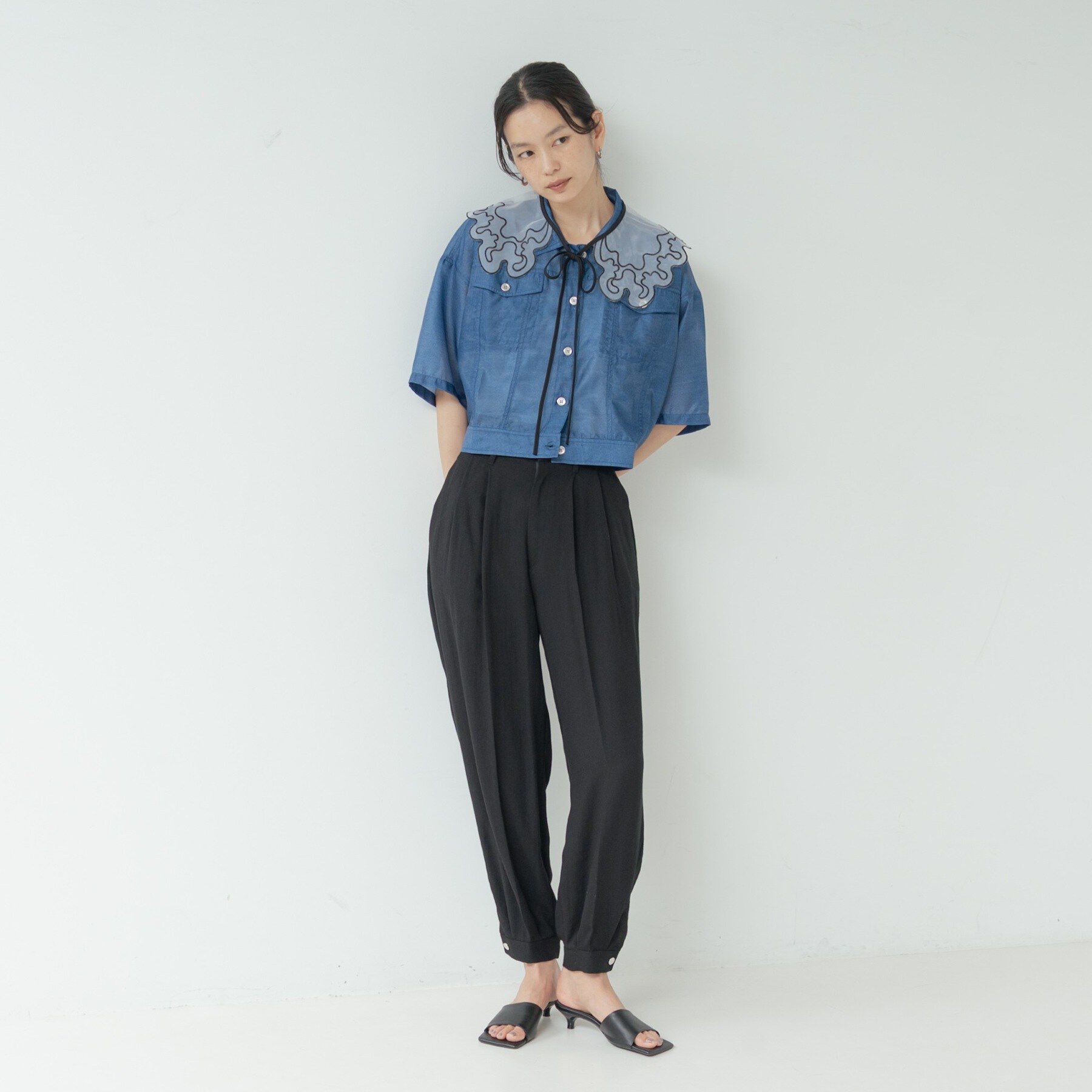 GALLEST「デニムプリントシアーシャツ【接触冷感】」|シャツ・ブラウス|