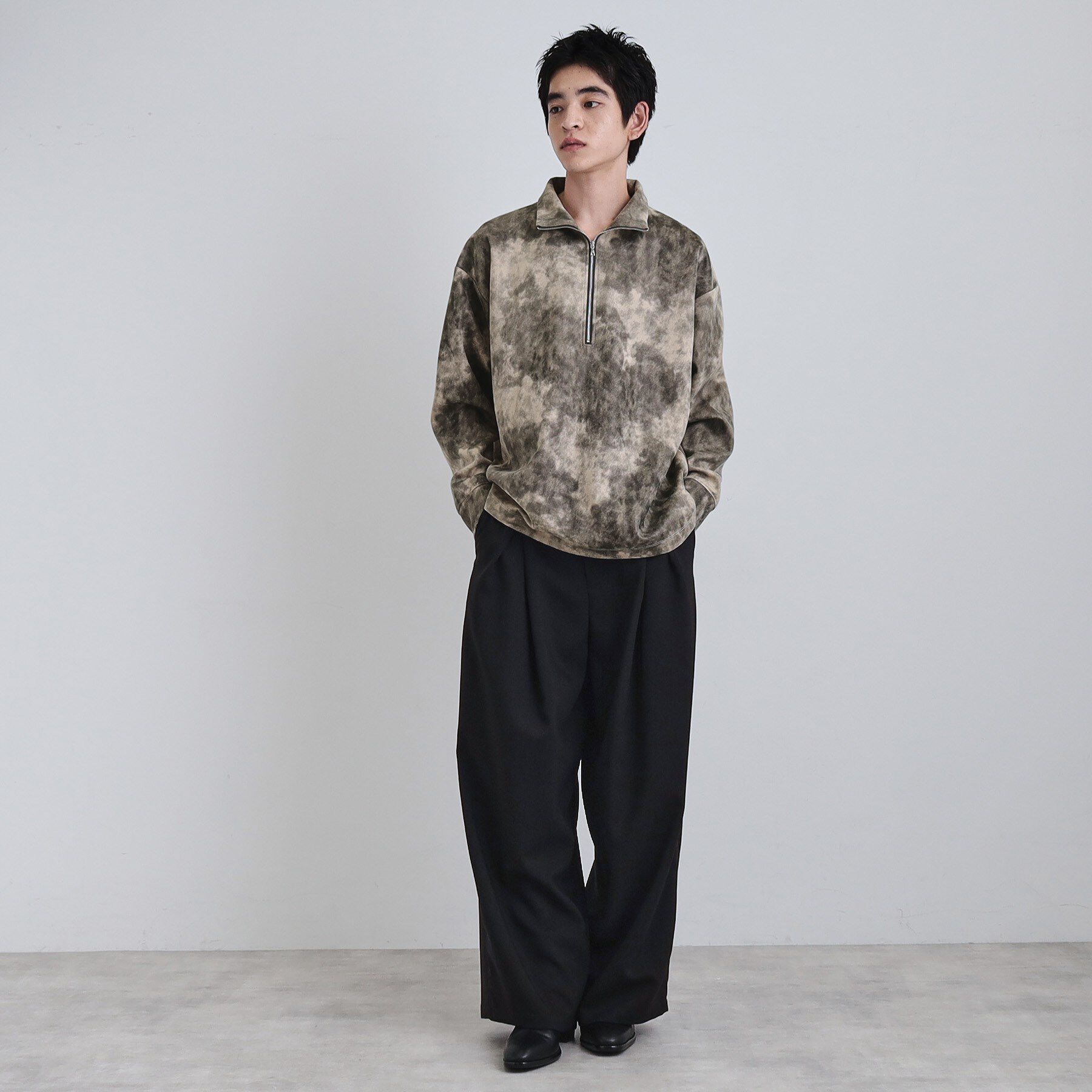 tk.TAKEO KIKUCHI「ヴィンテージライクプリント ハーフジッププルオーバー」|Tシャツ・カットソー|