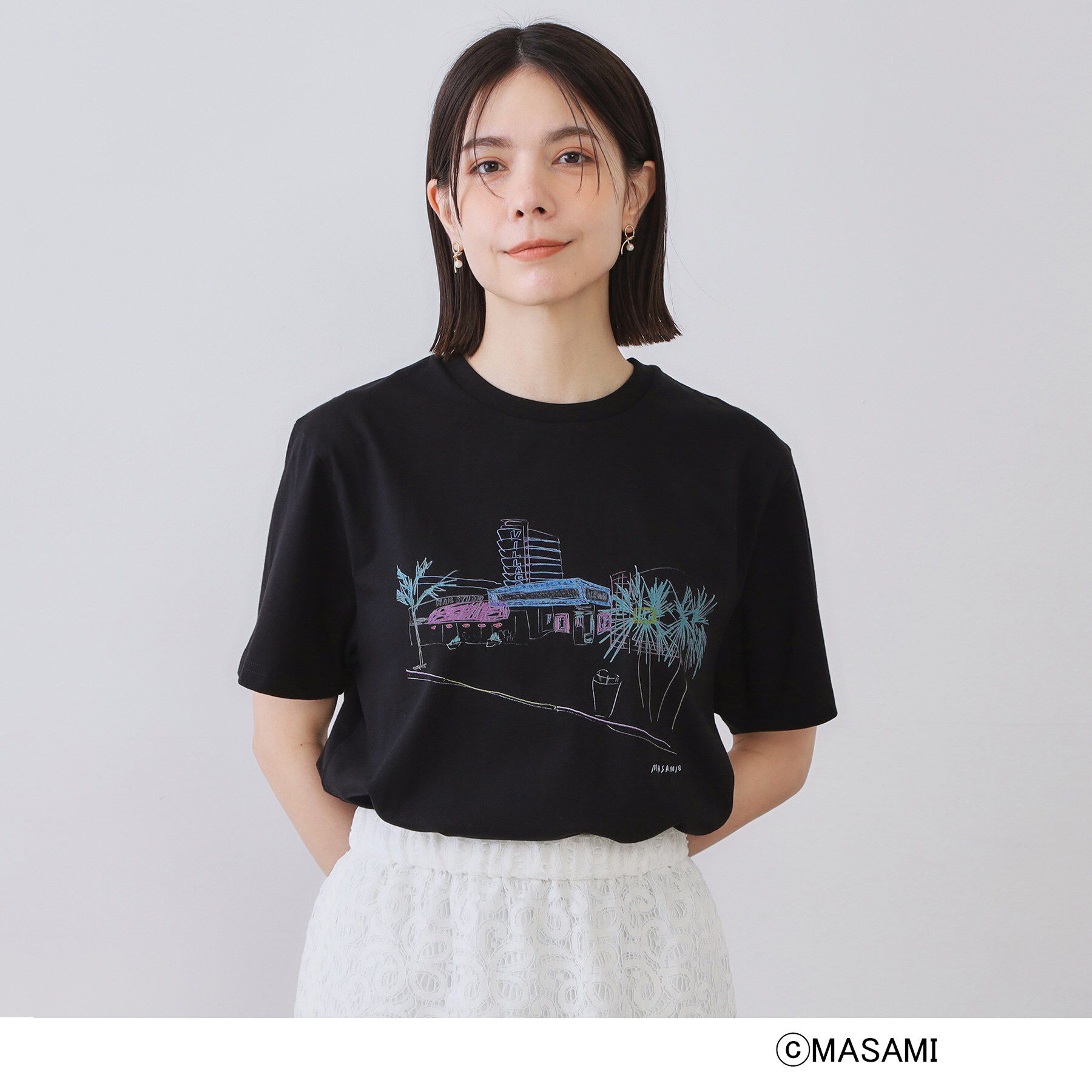 OPAQUE.CLIP「風景イラストプリントTシャツ」|Tシャツ・カットソー|