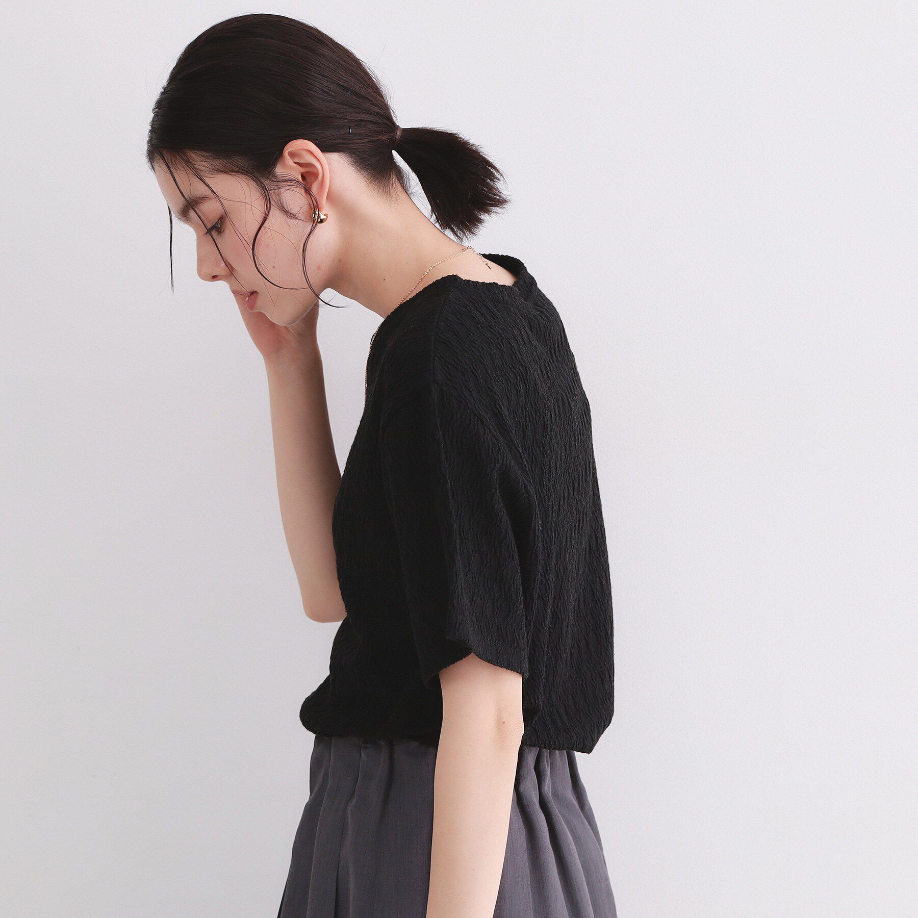 OPAQUE.CLIP「ふくれジャカードトップス【洗濯機洗い可】」|Tシャツ・カットソー|