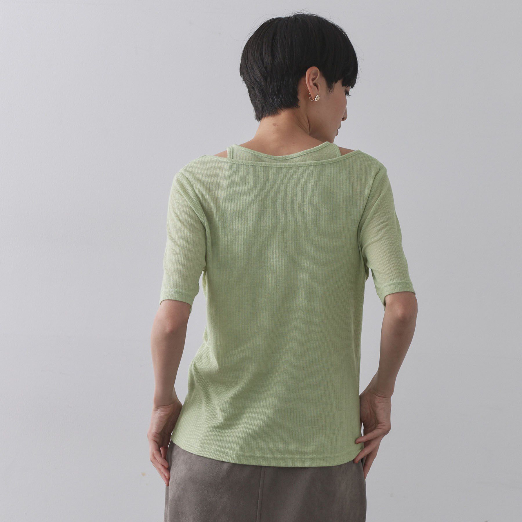 OPAQUE.CLIP「シアーリブレイヤードカットソー【洗濯機洗い可】」|Tシャツ・カットソー|