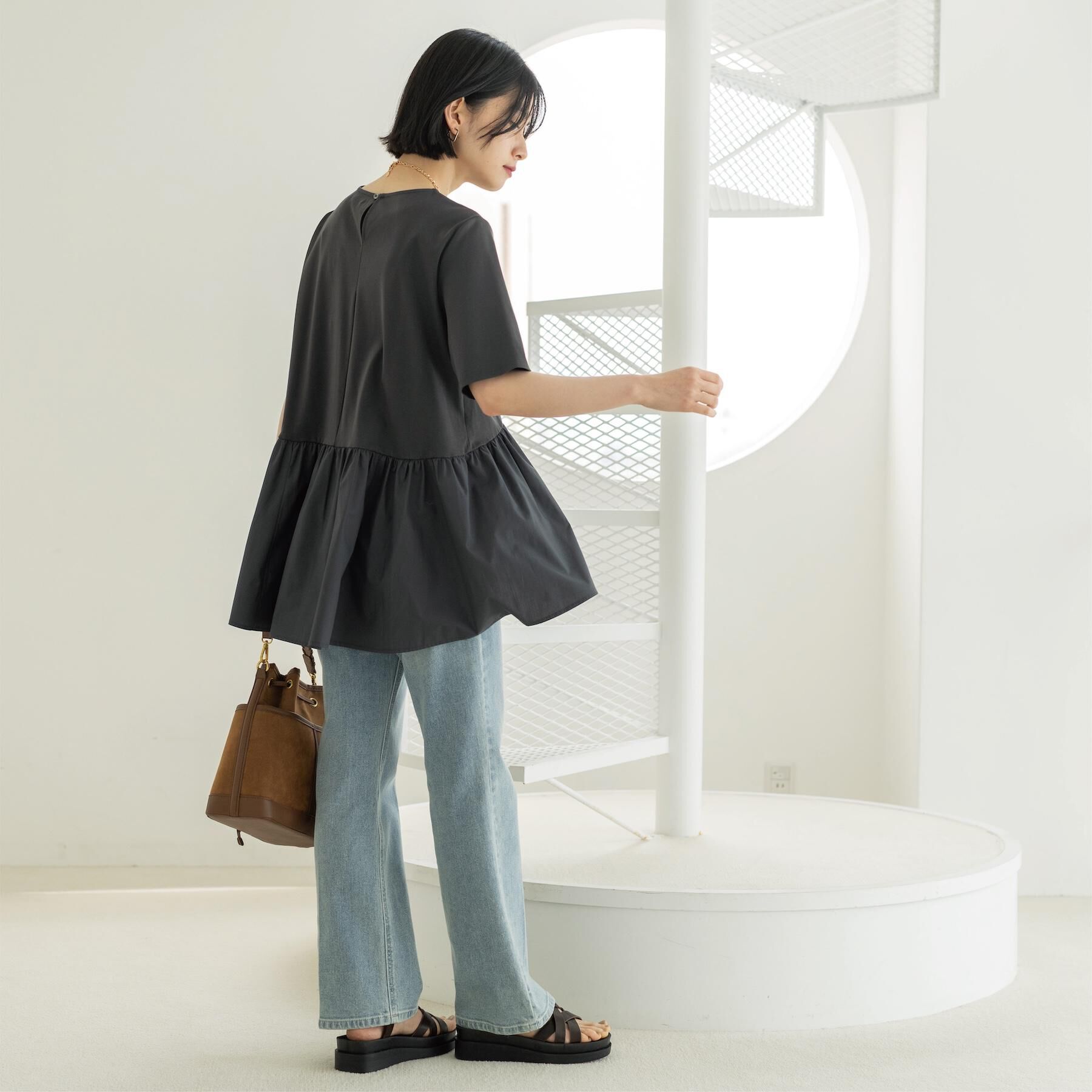 OPAQUE.CLIP「ペプラムドッキングカットソー【洗濯機OK】」|Tシャツ・カットソー|