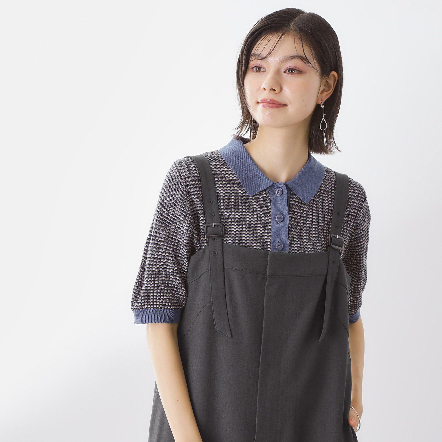 THE SHOP TK「柄アソートポロニットシャツ【洗濯機OK】」|ニット・セーター|ブルー(492)