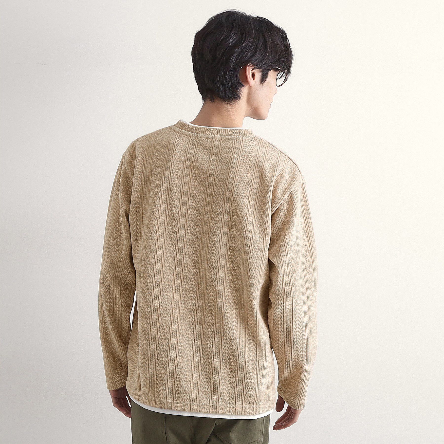 THE SHOP TK「【心地良い、滑らかさ】レイヤード風ケーブル ニットソー 【洗濯機OK】」|Tシャツ・カットソー|