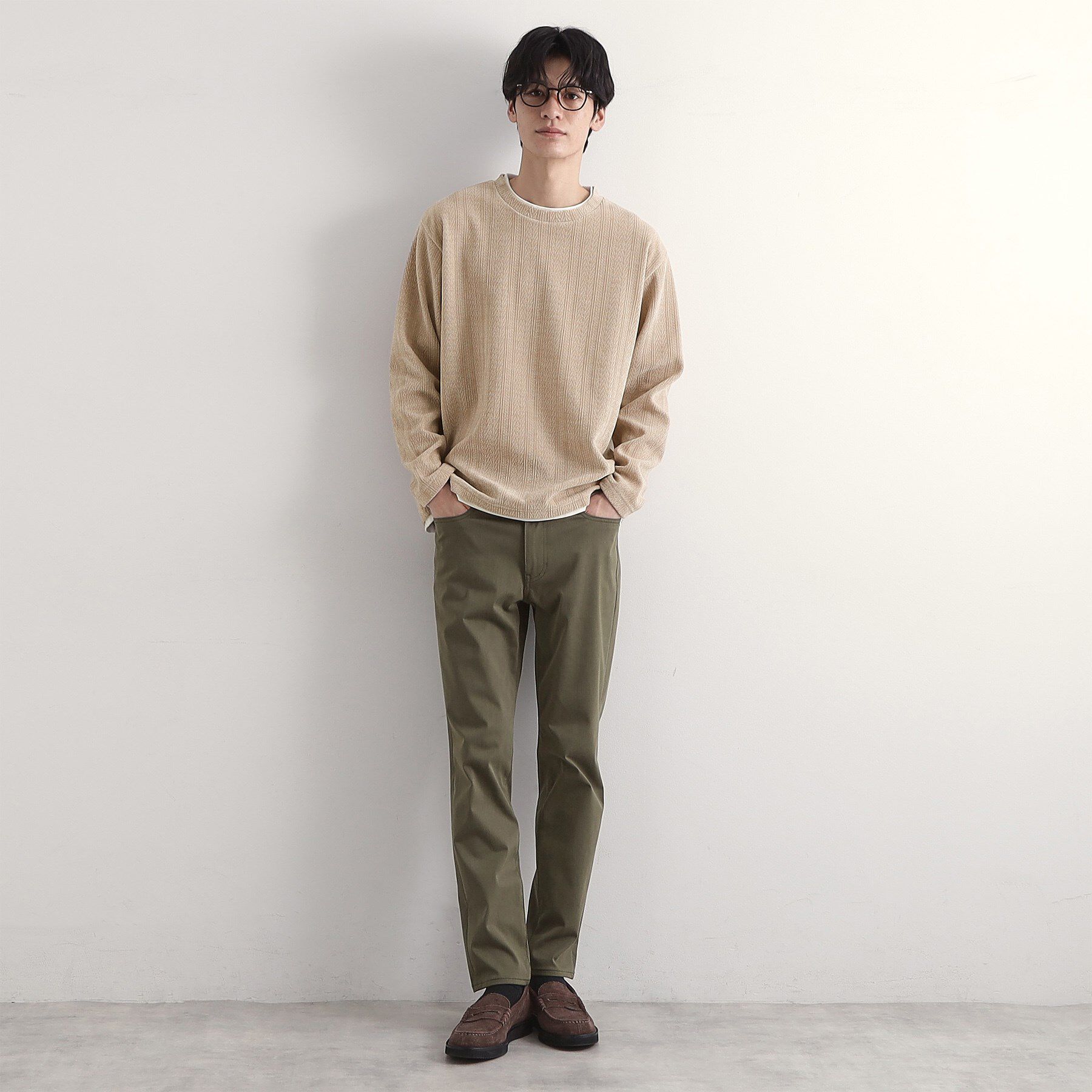 THE SHOP TK「【心地良い、滑らかさ】レイヤード風ケーブル ニットソー 【洗濯機OK】」|Tシャツ・カットソー|