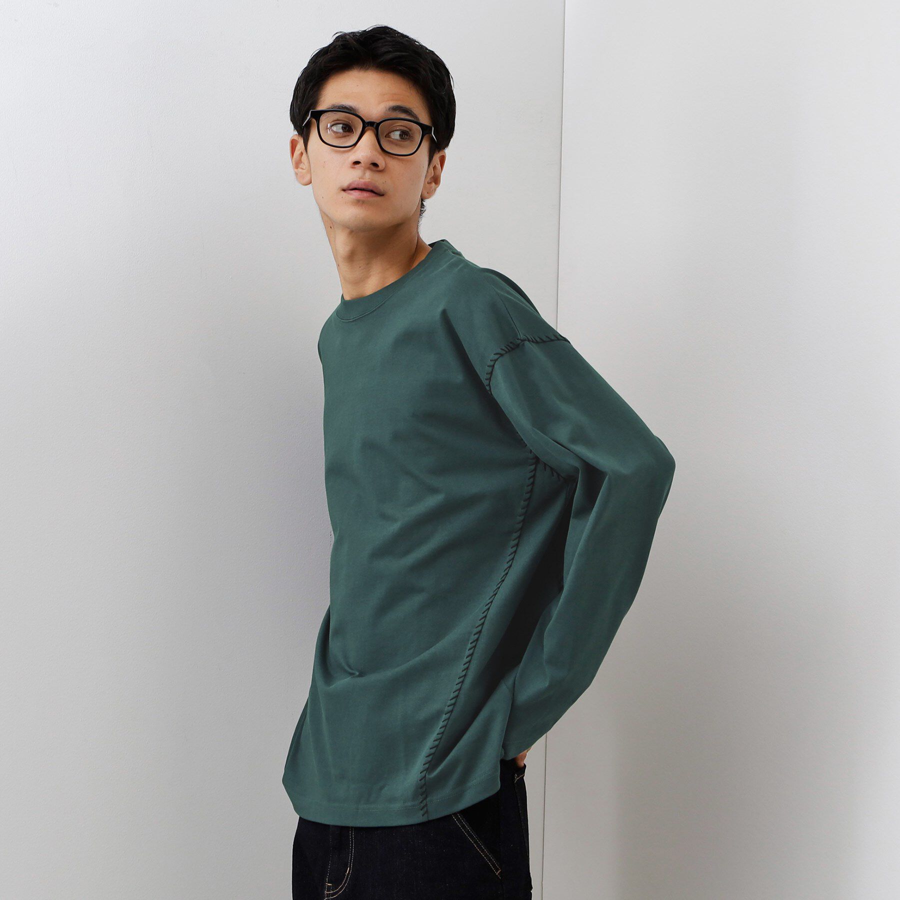 THE SHOP TK「ハンドステッチ長袖Tシャツ 【洗濯機OK】」|Tシャツ・カットソー|