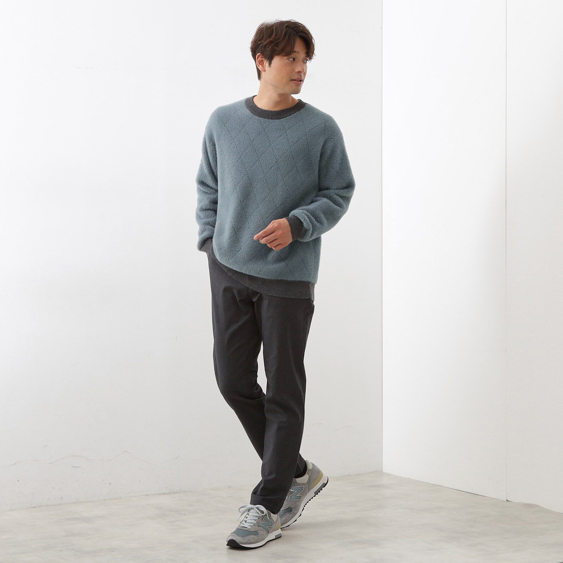 THE SHOP TK「【ふんわり心地いい肌触り】　ダイヤ柄シャギーニット」|ニット・セーター|