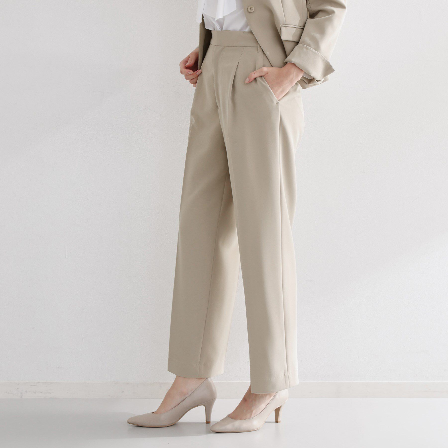 THE SHOP TK「【通勤スタイルに】ダブルクロスワイドパンツ/セットアップ可」|その他|
