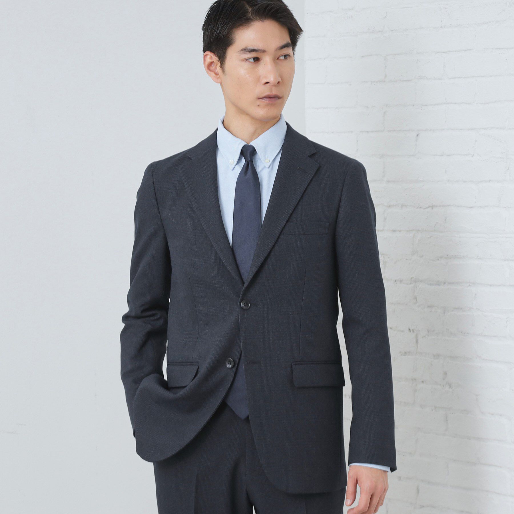 THE SHOP TK「【セットアップ可/防シワ/洗濯機OK】AVANT WOOLYグレンチェックジャケット」|テーラードジャケット|ネイビー(294)