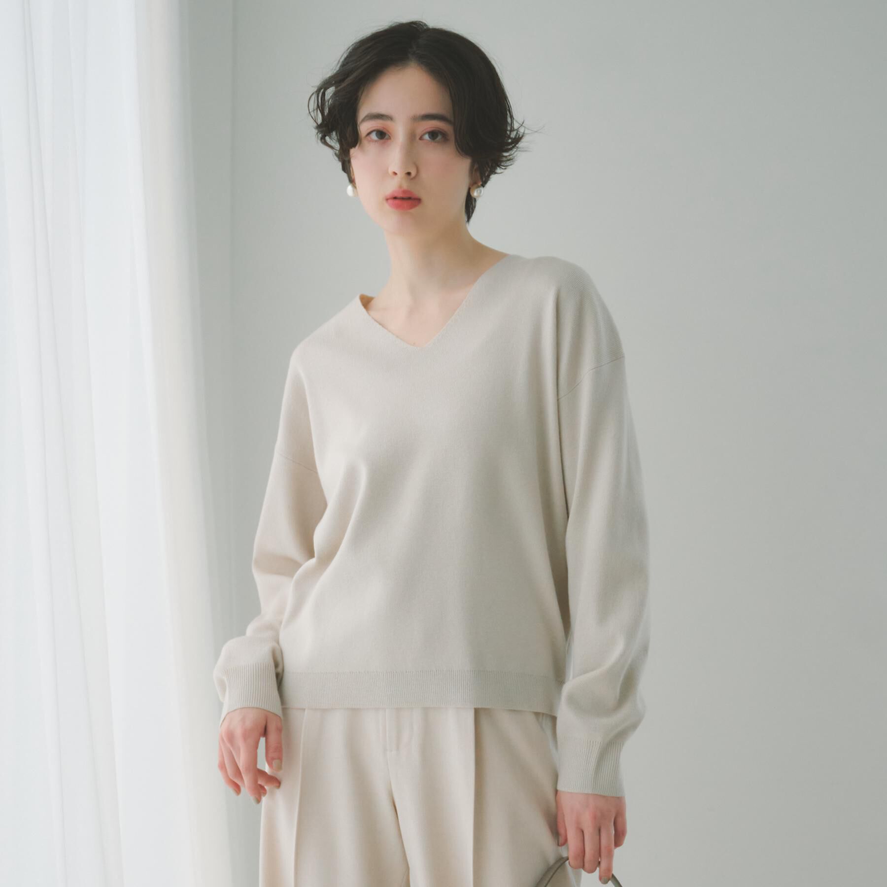 THE SHOP TK「【S-XLサイズ/上品見えが叶う】Vネックニット/洗濯機OK」|ニット・セーター|