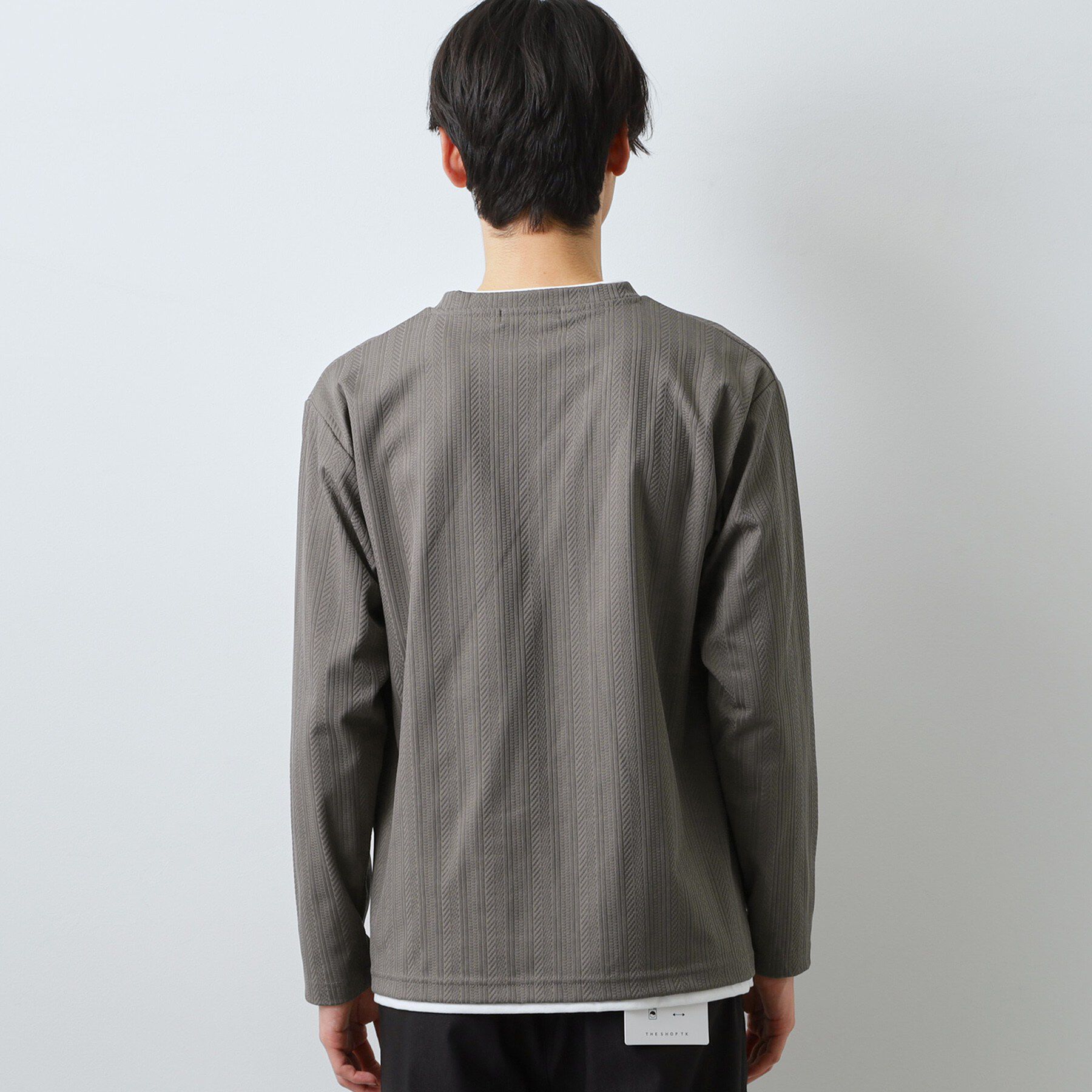 THE SHOP TK「【程よく品のある着こなし】ジャカード フェイクレイヤード長袖Tシャツ 洗濯機OK」|Tシャツ・カットソー|