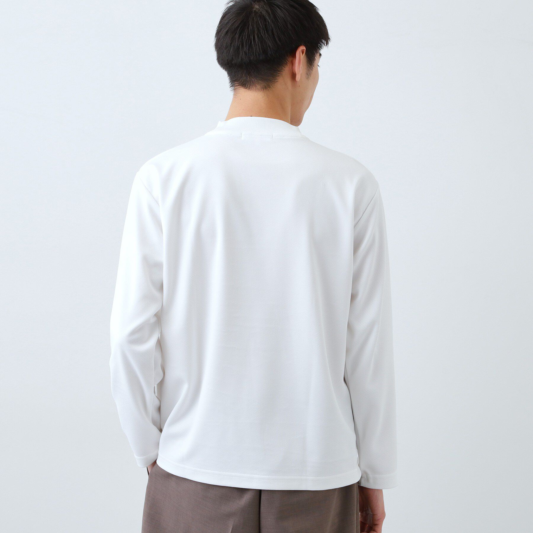 THE SHOP TK「ビジネス兼用 カルゼモックネック長袖Tシャツ 洗濯機OK/毛玉になりにくい」|Tシャツ・カットソー|