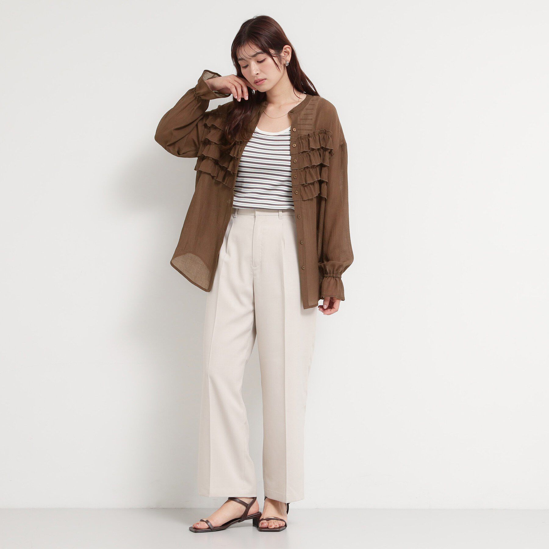 THE SHOP TK「ティアードフリル楊柳シャツ」|シャツ・ブラウス|