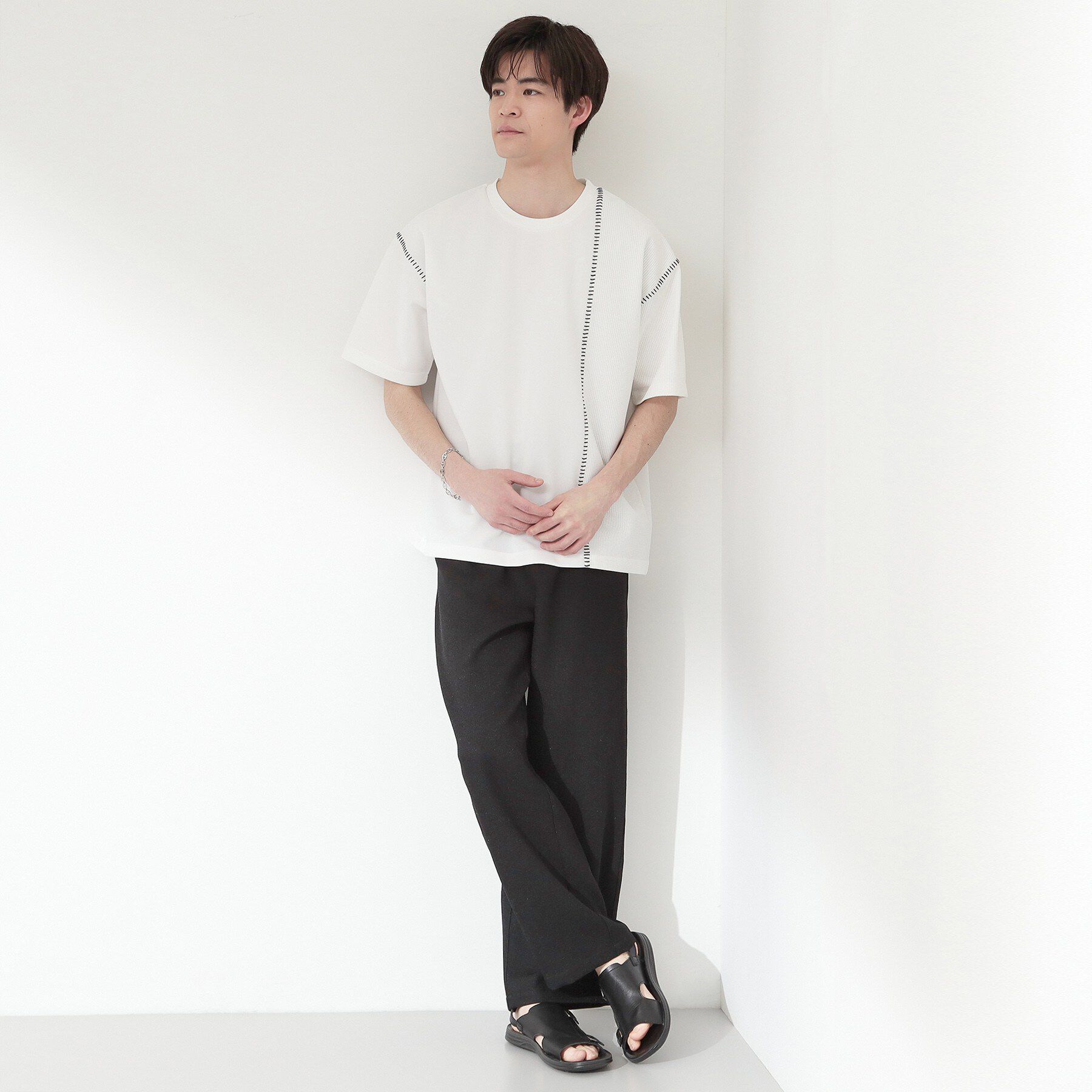 THE SHOP TK「パナマメッシュ ワイドイージーパンツ 洗濯機OK／セットアップ可」|その他|