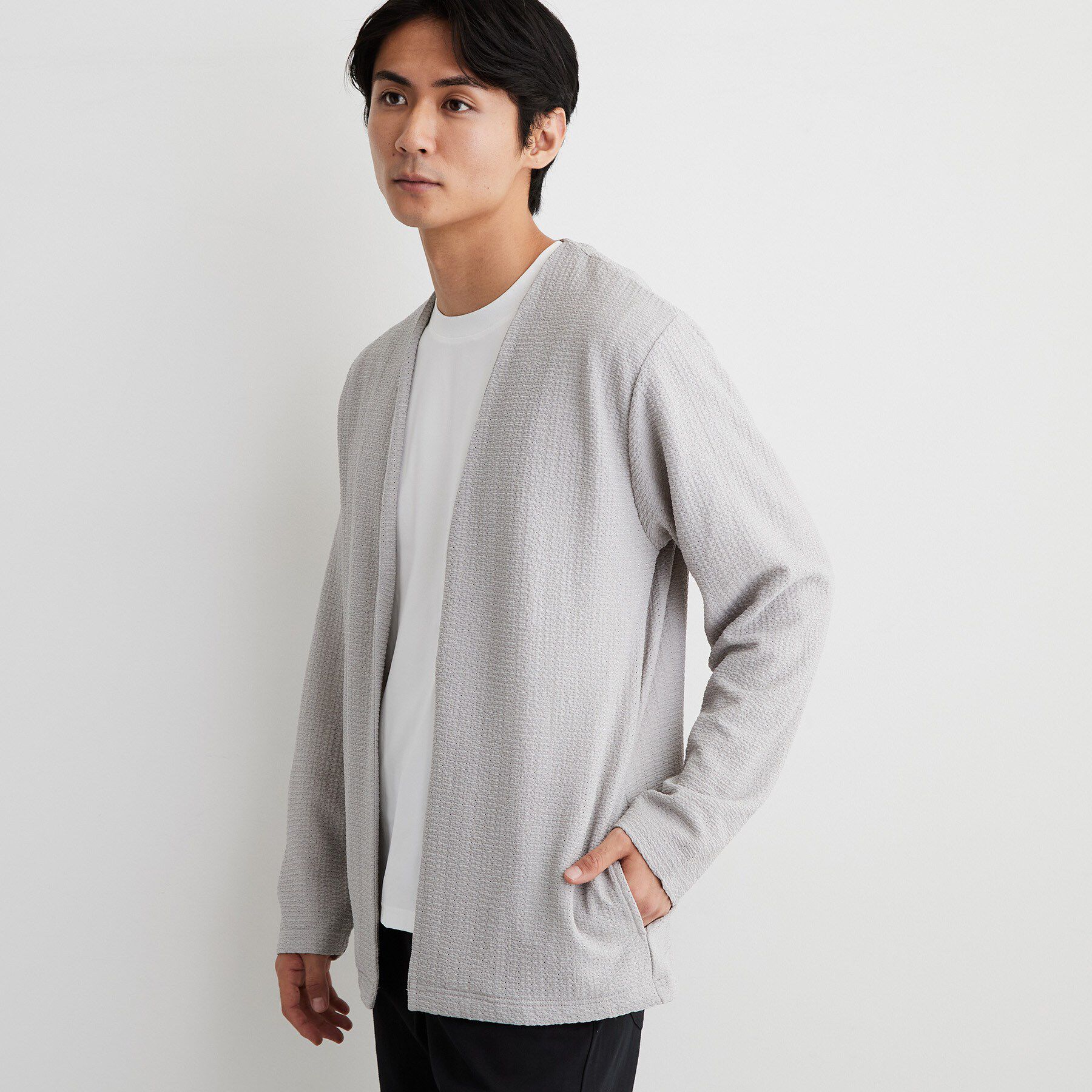 THE SHOP TK「【2点セット／洗濯機OK】長袖カーディガン+半袖Tシャツ」|カーディガン|